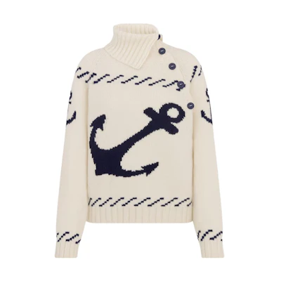 (Women) DIOR Logo Anchor Jacquard Knit Sweater Off-White. 354S50BM321-X0853