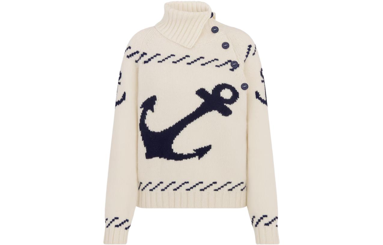Order (W) Suéter de punto DIOR Logo Anchor Jacquard en color blanco roto. 354S50BM321-X0853