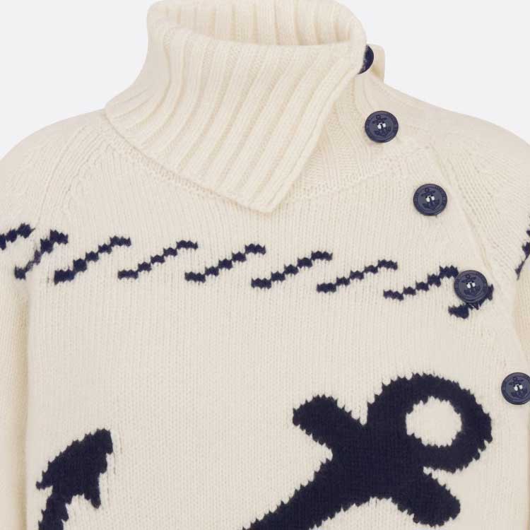 Purchase (W) Suéter de punto DIOR Logo Anchor Jacquard en color blanco roto. 354S50BM321-X0853