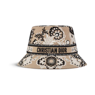 (Women) DIOR Logo Cotton Polypropylene Brown Bucket Hat. 41DBB923X130C183