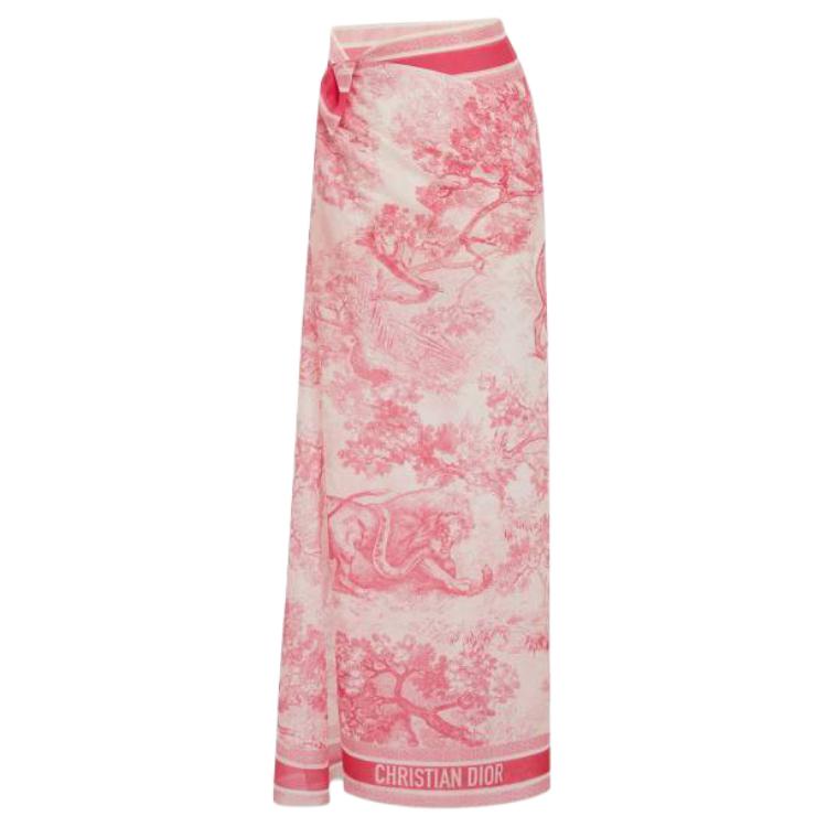 (Women) DIOR Logo Cotton Silk Scarf for Women - Pink 24JOU331I906C415 圖 3