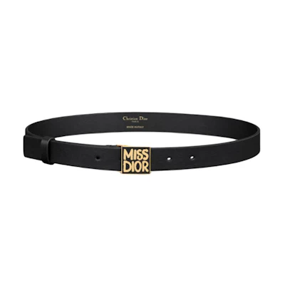 (Women) DIOR Logo Embossed Leather Belt Black 2.5cm Wide. B0598UMODM900