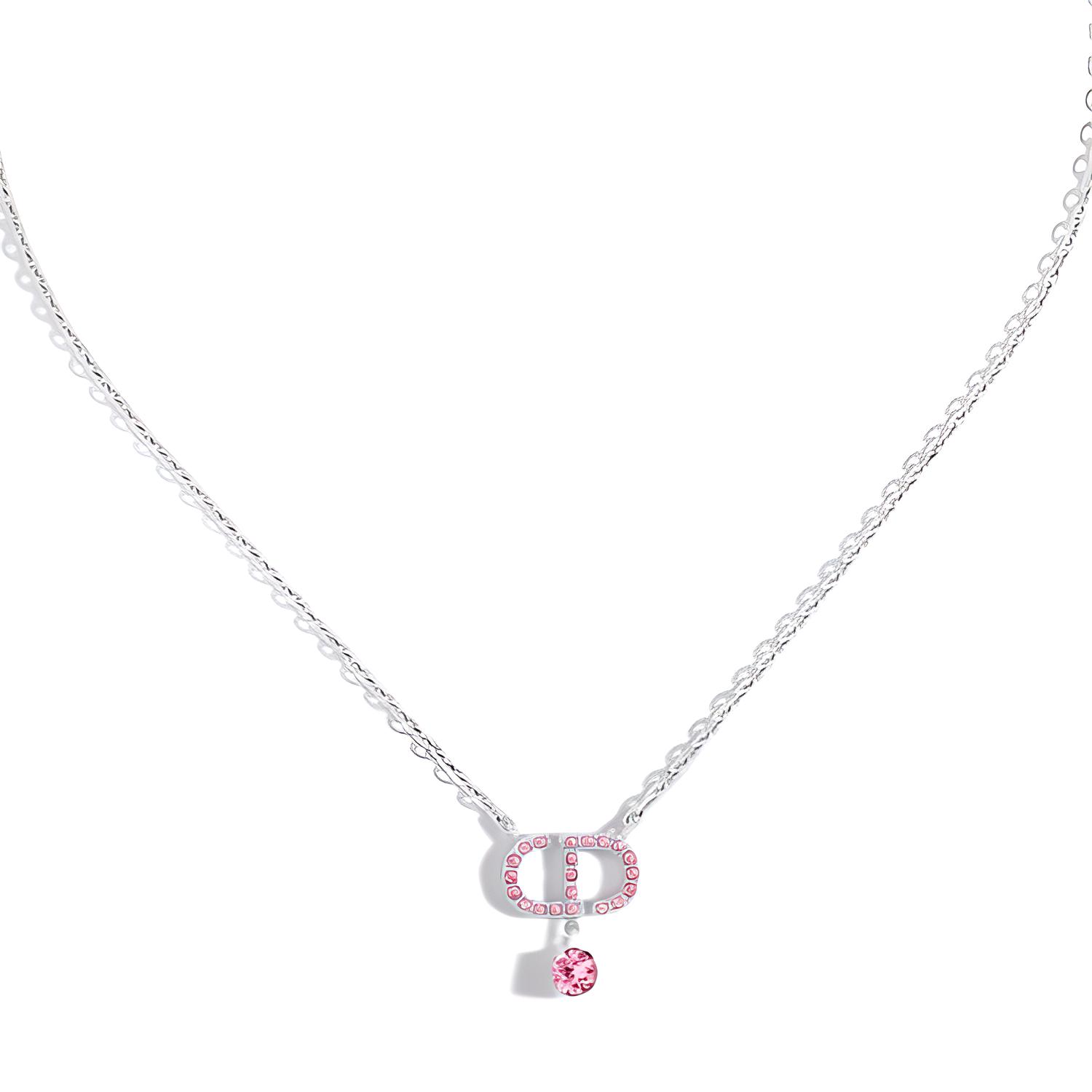 (Women) DIOR Logo Pendant Necklace for Women - Silver. N2890WOMCY