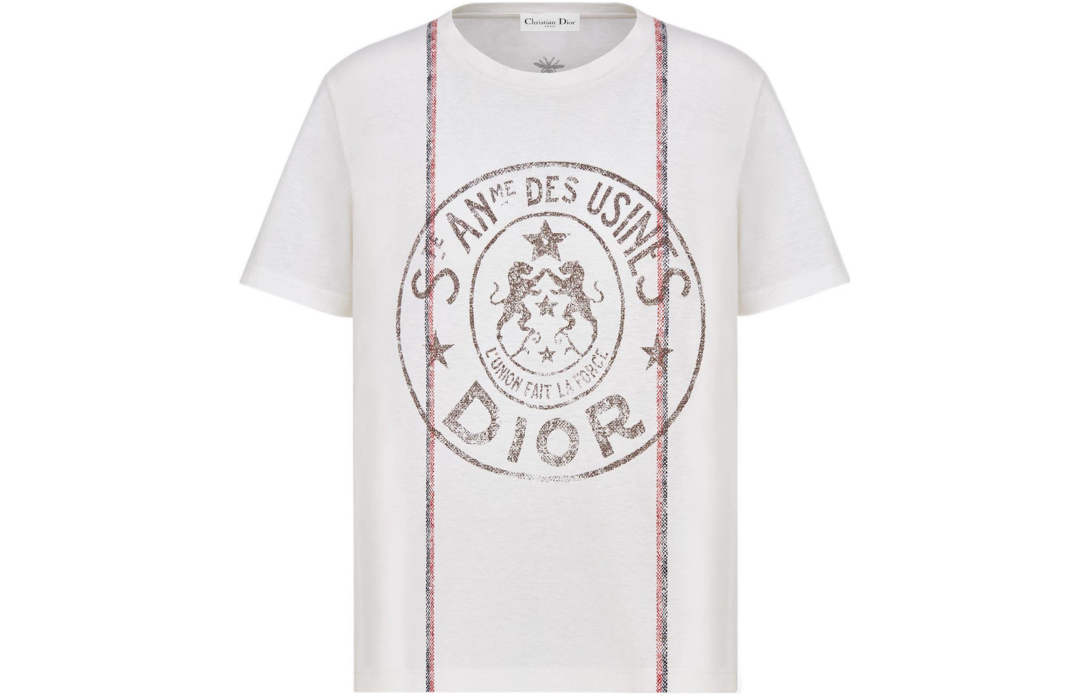 (Women) DIOR Logo Print Crewneck T-Shirt Off-White  SS22 Overdrop Sleeve 243T09A4426-X0200 圖 2
