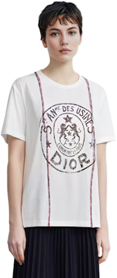 (W) DIOR Logo Print Crewneck T-Shirt Off-White SS22 Lengan Overdrop 243T09A4426-X0200 Details for (W) DIOR Logo Print Crewneck T-Shirt Off-White SS22 Lengan Overdrop 243T09A4426-X0200
