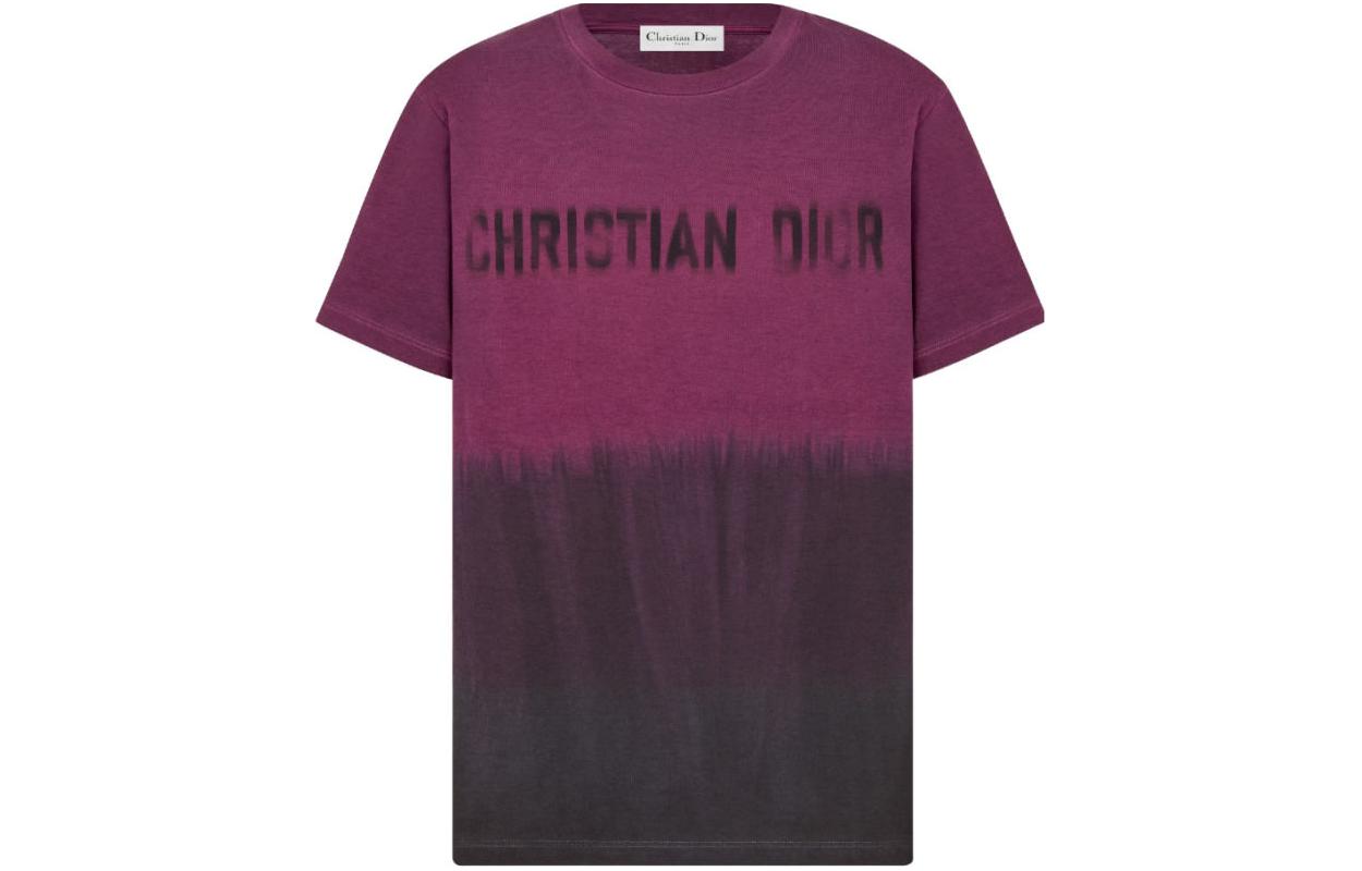 (Women) DIOR Logo Print Pullover Crewneck Short Sleeve T-Shirt Women Deep Purple Red 353T04B4511-X4807 圖 2
