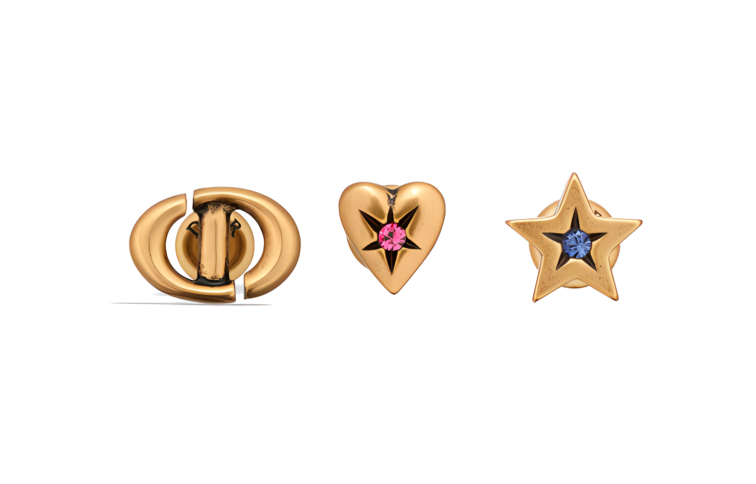 (Women) DIOR Lucky Star Heart-Shaped CD Crystal Earrings  Gold E3294WOMCYD09X