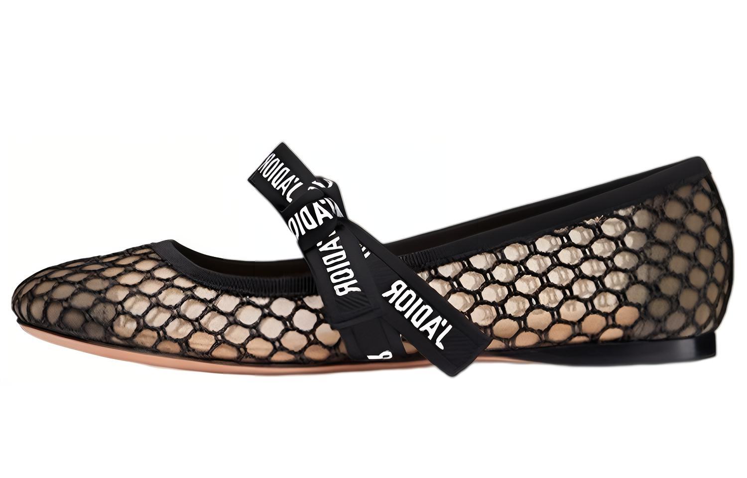 Buy (W) 디올 블랙 메쉬 플랫 슈즈 KCB451RRN_S900