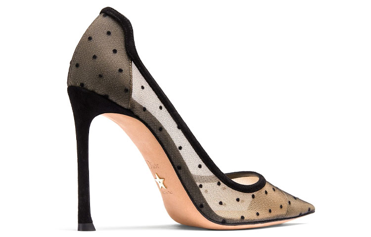 Shop (W) Dior Hak Tinggi Jaring Polka Dot 'Elegan Hitam' KCP484PMS_S900