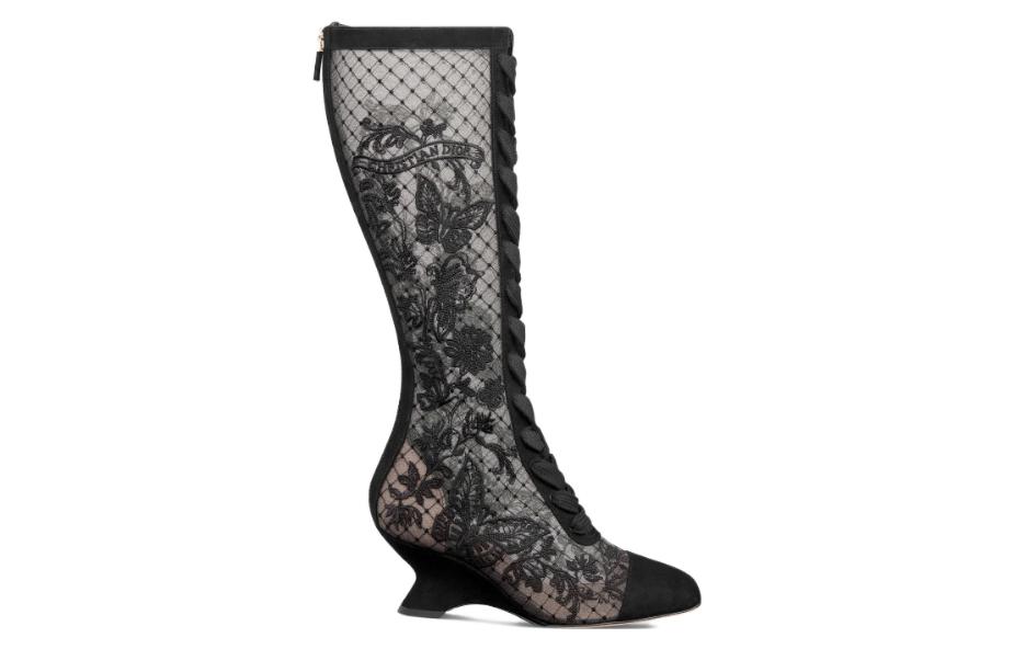 Order (W) Botas Altas Dior Punta Cuadrada de Malla con Cremallera 'Negro' 6.5cm KCI972BYE_S900