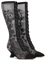 Lookbook (W) Dior Sepatu Boot Zipper Mesh High-Top Hitam 6.5cm Square Toe KCI972BYE_S900