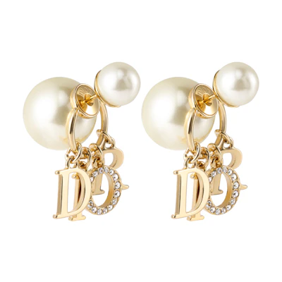(Women) Dior Metallic Alphabet Resin Pearl Earrings for Women in Gold E1411TRICY-D301