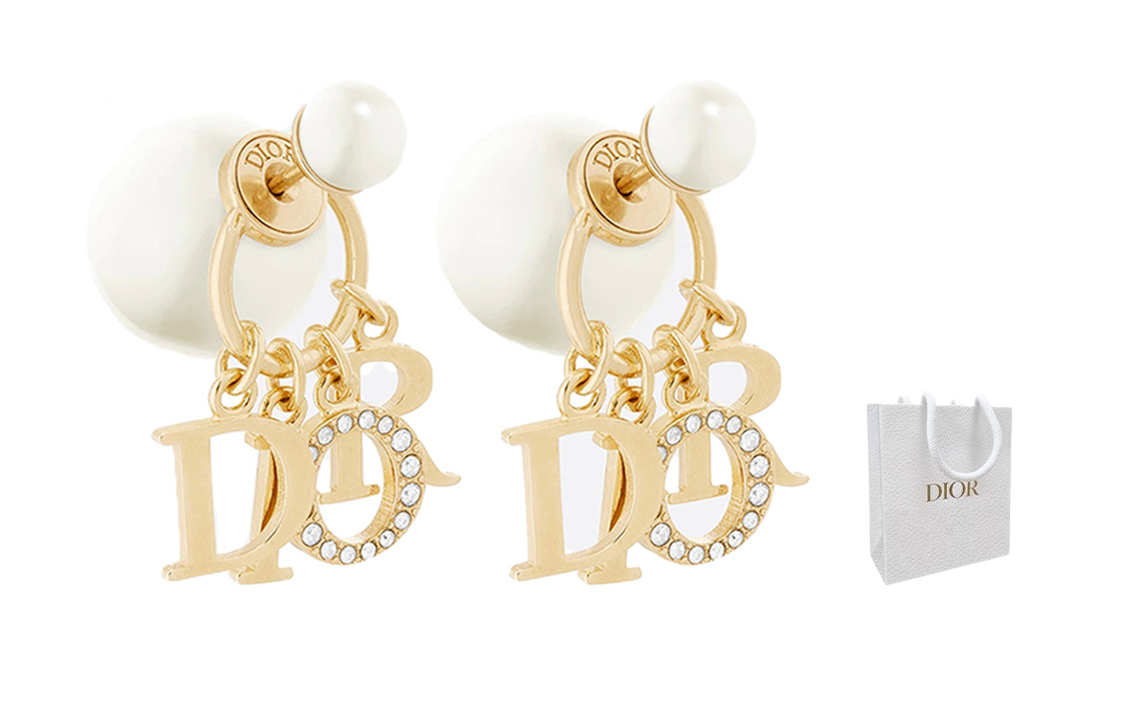 (Women) Dior Metallic Alphabet Resin Pearl Earrings for Women in Gold E1411TRICY-D301 圖 2