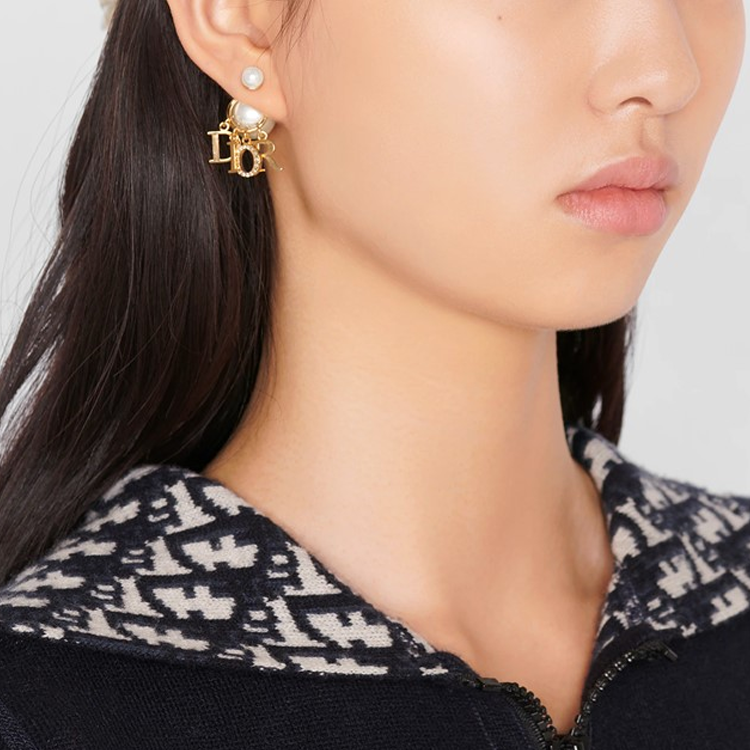 (Women) Dior Metallic Alphabet Resin Pearl Earrings for Women in Gold E1411TRICY-D301 圖 7