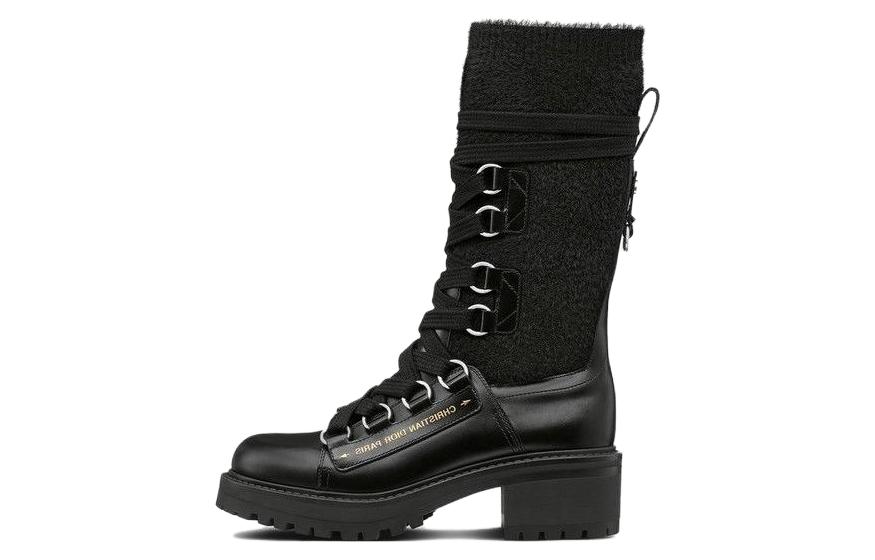 (W) Dior Mid-Top Lace-Up Boot 'Black Leather'