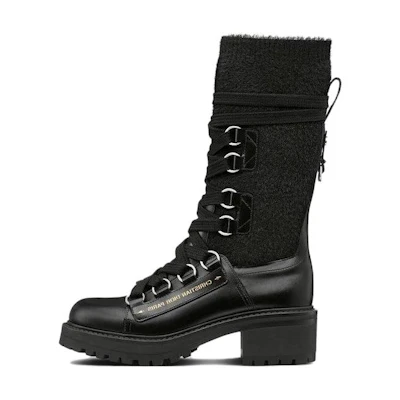 (W) Dior Mid-Top Lace-Up Boot 'Black Leather'