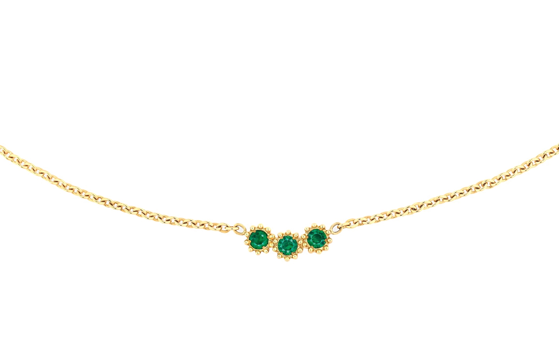 (Women) Dior Mimirose Necklace Yellow Gold with Emerald Accents for Women. JMRO95012-0000