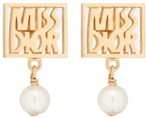 (Women) Dior Miss Dior Logo Resin Pearl Gold Stud Earrings for Women. E3559WOMRSD301 Lookbook (Women) Dior Miss Dior Logo Resin Pearl Gold Stud Earrings for Women. E3559WOMRSD301