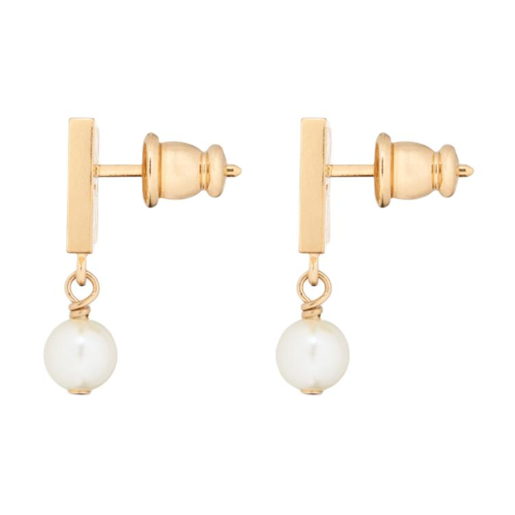 Shop (Women) Dior Miss Dior Logo Resin Pearl Gold Stud Earrings for Women. E3559WOMRSD301