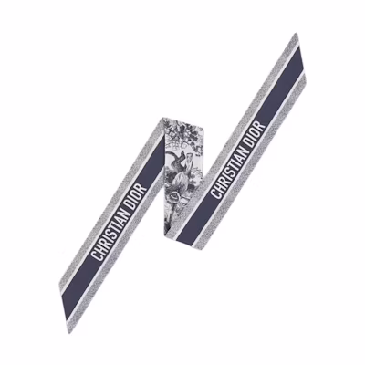 (Women) DIOR Mitzah Navy Blue Silk Scarf with Toile de Jouy Print for Women. 15JOU106I602-C545
