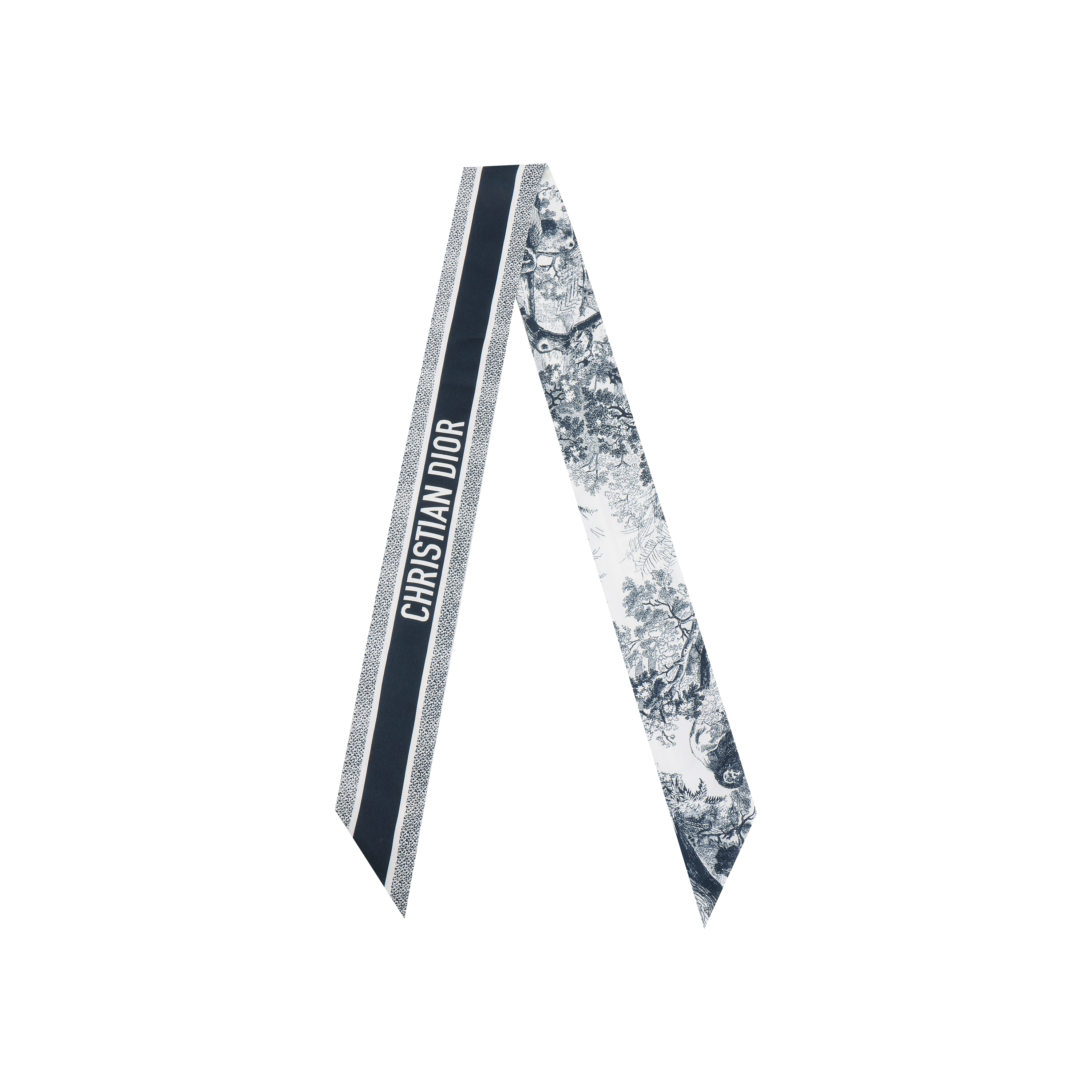 (Women) DIOR Mitzah Navy Blue Silk Scarf with Toile de Jouy Print for Women. 15JOU106I602-C545 圖 2