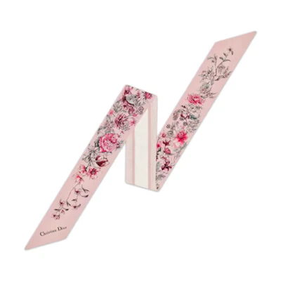 (Women) Dior Mitzah Pink Patterned Silk Scarf for Women. 24FCO106I606-C416