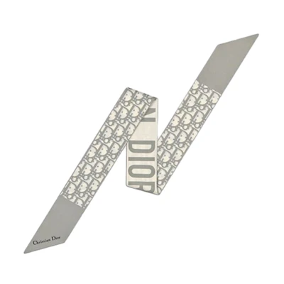 (Women) Dior Mitzah Silk Twill Oblique Scarf Gray/White 85CDO106I624-C810