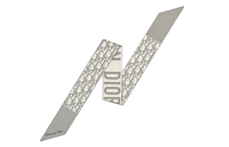 (Women) Dior Mitzah Silk Twill Oblique Scarf Gray/White 85CDO106I624-C810 圖 2