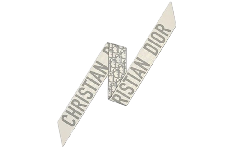 (Women) Dior Mitzah Silk Twill Oblique Scarf Gray/White 85CDO106I624-C810 圖 3