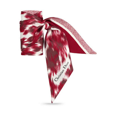 (Women) DIOR Mitzah Wildior Pattern Print Silk Scarf Red - Accessories 35WID106I606-C348