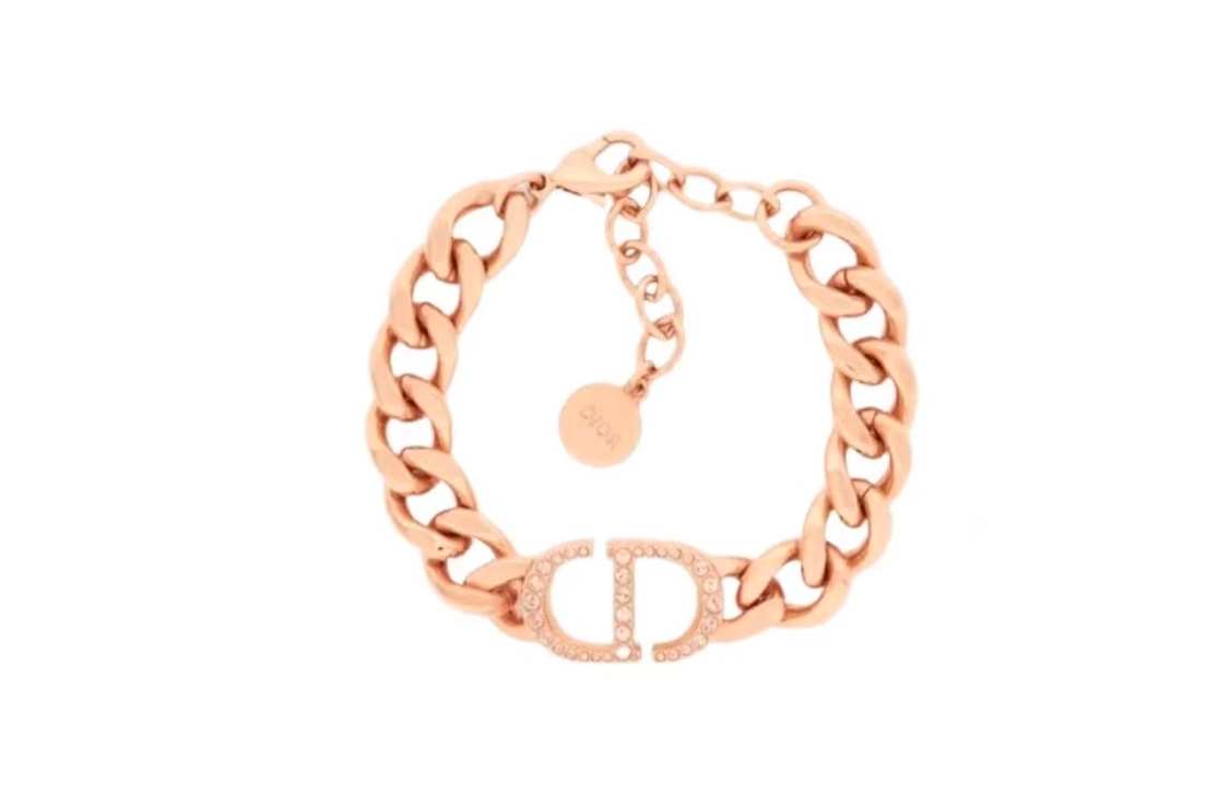 (Women) DIOR Montaigne Letter Metal Rhinestone Bracelet Women Rose Gold. B1630MTGCY-D12P 圖 2