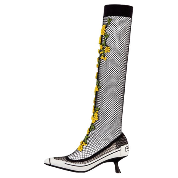 (Women) Dior Motion 'Black White Embroidered Mesh High Heel' KDP976GWR_S56X