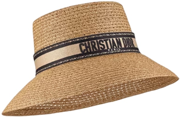 (Women) DIOR Natural Straw Beige & Black Embroidered Strap Cotton Bucket Hat 34DBP924G153-C160 Order (Women) DIOR Natural Straw Beige & Black Embroidered Strap Cotton Bucket Hat 34DBP924G153-C160