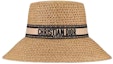 Lookbook (Women) DIOR Natural Straw Beige & Black Embroidered Strap Cotton Bucket Hat 34DBP924G153-C160