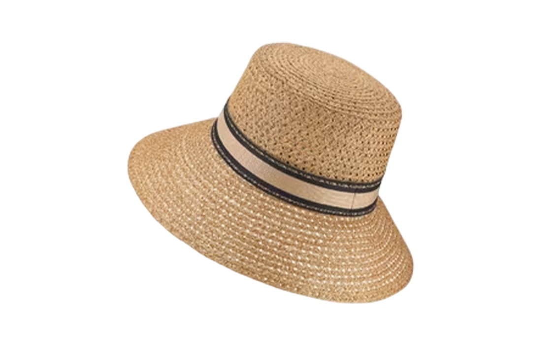 Shop (W) DIOR Topi Ember Katun Beige & Hitam dengan Tali Bordir Alami. 34DBP924G153-C160