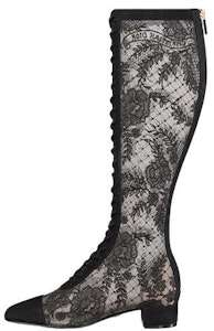 迪奥 Naughtily-D 网布织物刺绣拉链高筒靴 女款 黑色 Buy 迪奥 Naughtily-D 网布织物刺绣拉链高筒靴 女款 黑色