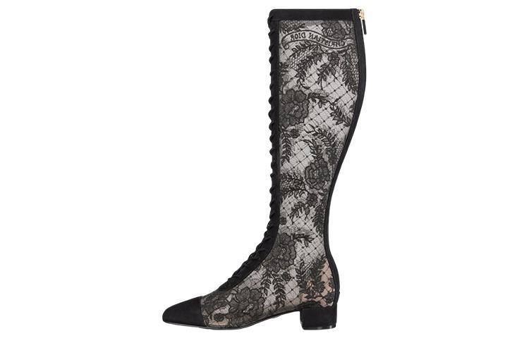 (Women) Dior Naughtily-D High-Top 'Black Mesh and Fabric Embroidery with Zipper' KDI851ROY_S900