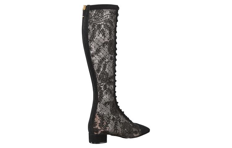 Lookbook (W) Dior Naughtily-D High-Top 'Jala Hitam dan Bordir Kain dengan Resleting' KDI851ROY_S900