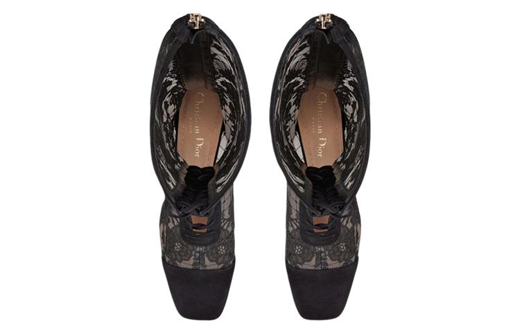 Shop (W) Dior Naughtily-D High-Top 'Jala Hitam dan Bordir Kain dengan Resleting' KDI851ROY_S900