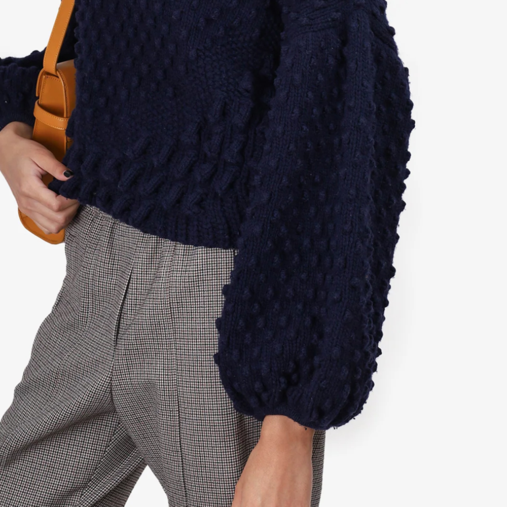 Details for (W) DIOR Navy Blue Sweater Lengan Panjang Kasual Crewneck. 7H24523AM211-502