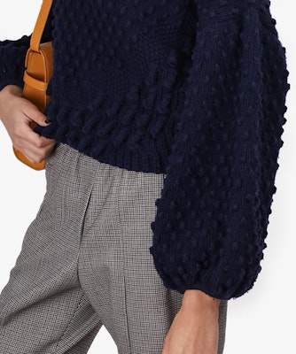 (W) DIOR Navy Blue Sweater Lengan Panjang Kasual Crewneck. 7H24523AM211-502 Details for (W) DIOR Navy Blue Sweater Lengan Panjang Kasual Crewneck. 7H24523AM211-502