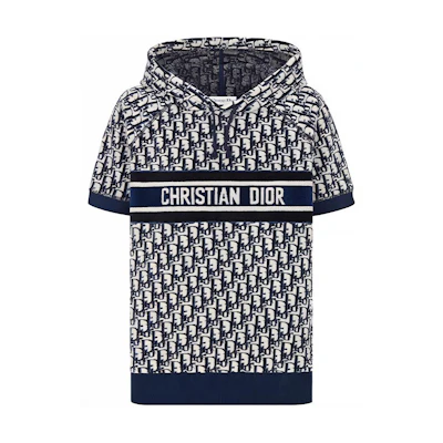 (Women) Dior Navy Blue Cotton Short-Sleeve Hoodie 113S06A4022-X0890