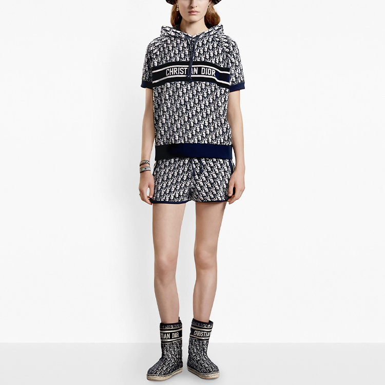 Shop (W) 迪奥海军蓝棉质短袖连帽衫 113S06A4022-X0890