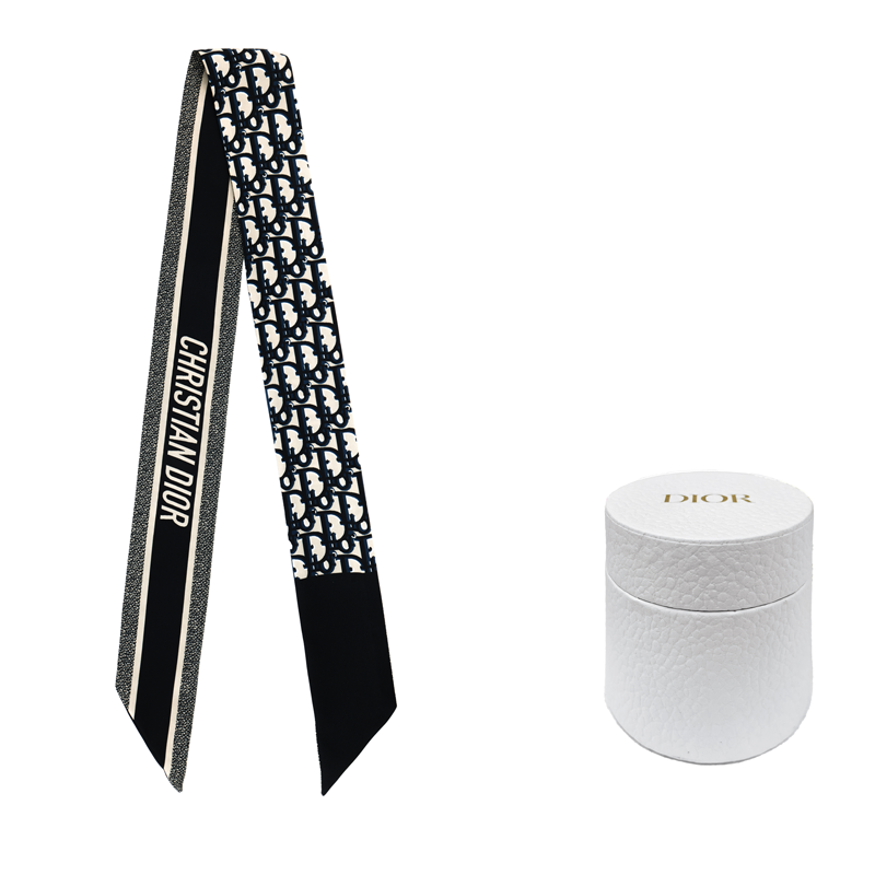 (Women) DIOR Navy Blue Silk Scarf for Women with Twill Print Design 15DOB106I600-C541 圖 5