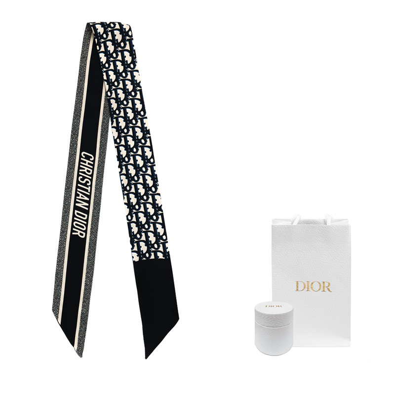 (Women) DIOR Navy Blue Silk Scarf for Women with Twill Print Design 15DOB106I600-C541 圖 6