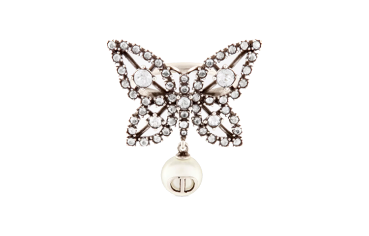 Lookbook (W) Cincin Wanita DIOR Night Butterfly Resin Pearl Crystal Metal Silver. R1930WOMCYD30S