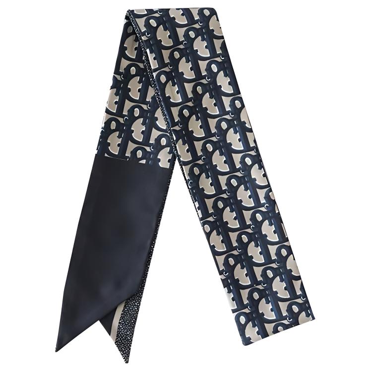 (Women) DIOR Oblique Mitzah Twill Scarf Navy Blue for Women. 15D0B106I600-C541