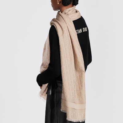 (W) DIOR 오블리크 프린트 블렌디드 패브릭 스카프 베이지 32DOB301I130-C125 Details for (W) DIOR 오블리크 프린트 블렌디드 패브릭 스카프 베이지 32DOB301I130-C125