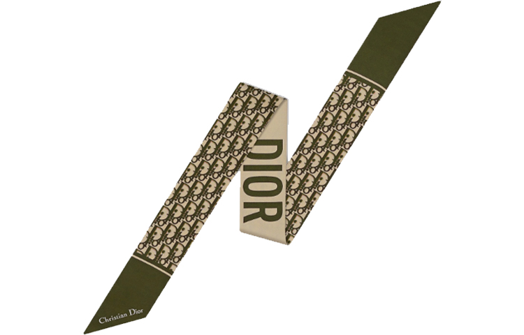 (Women) DIOR Oblique Print Mitzah Silk Scarf Green for Women 85CDO106I624-C640