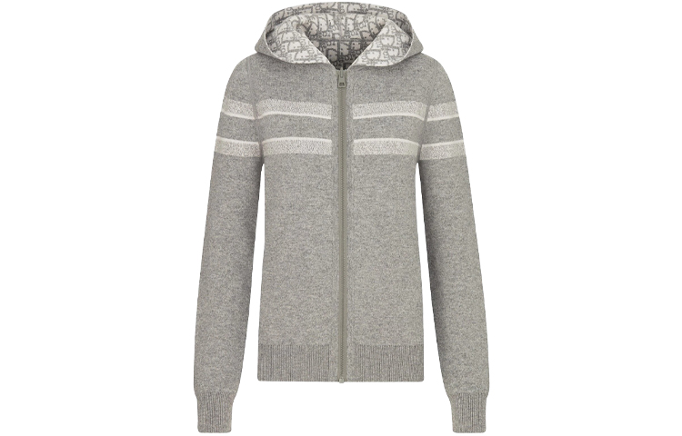 (Women) DIOR Oblique Print Reversible Zip Hoodie Women’s Grey. 054G12AM055-X8270